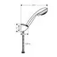 Hansgrohe-Brausehalterset mit Duschkopf und flexiblem Schlauch. Der Halter ist an einer Wand montiert und der Schlauch hat eine Länge von 1,25 m.